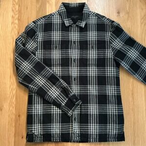 AllSaints Men's Plaid sz S Quilted Lined "Fayette Shirt" Shacket  Black/White